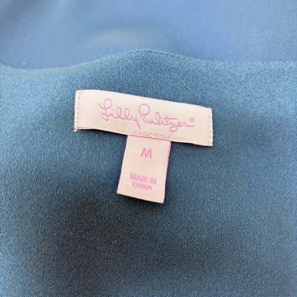 Lilly Pulitzer Deep Blue Long Sleeve Wrap Style Mini Dress Women’s‎ Size M